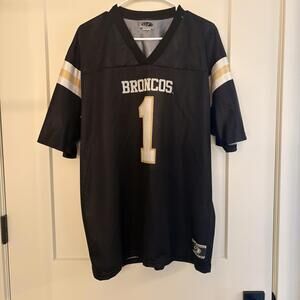 Vintage OT Sports Denver Broncos #1 Mesh Jersey Size Large Black Gold Made in US